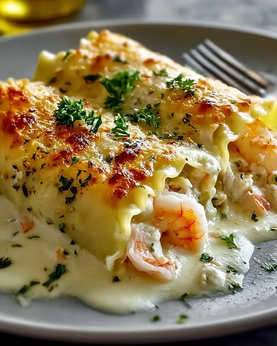 Shrimp & Crab Alfredo Lasagna Roll-Ups