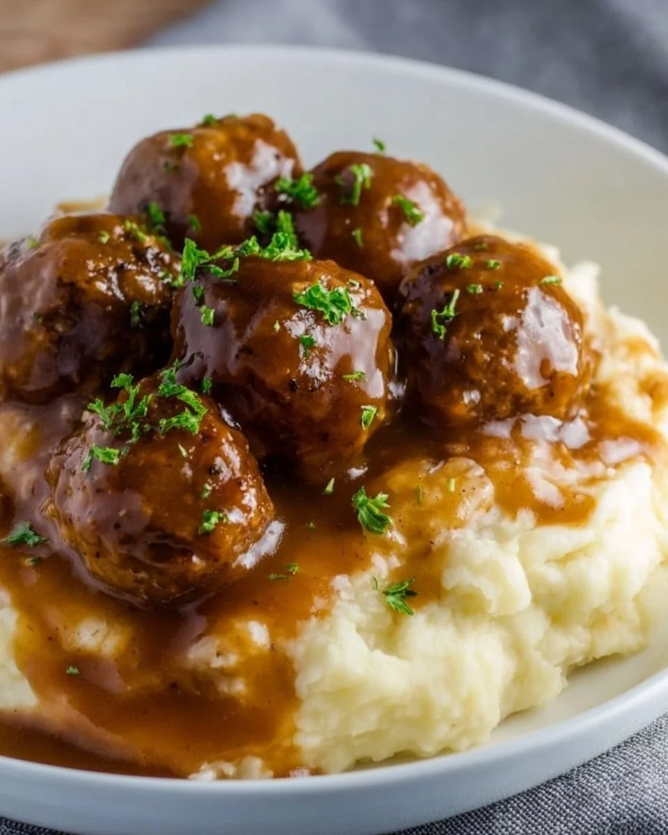 Slow Cooker Salisbury Steak Meatballs