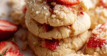 Delicious Strawberry Shortcake Cookies on a plate, perfect for dessert lovers